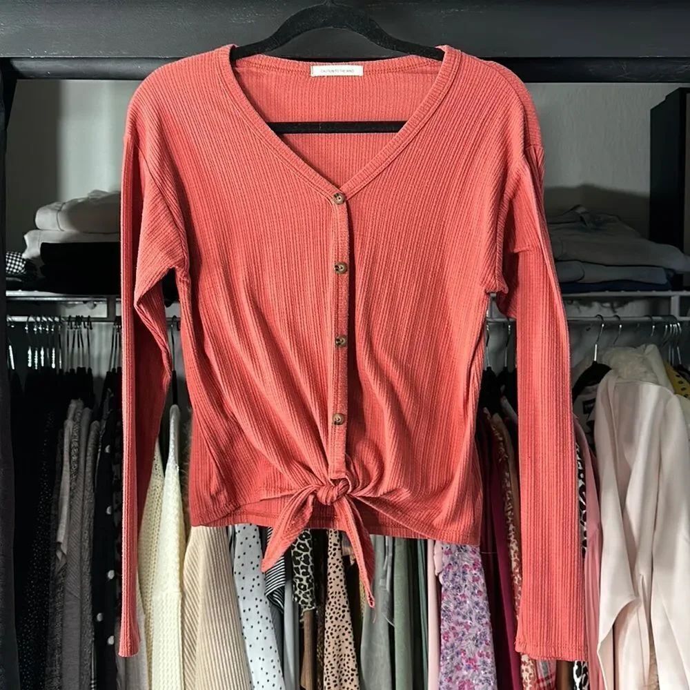 Rust Colored Front Tie Blouse
